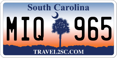 SC license plate MIQ965