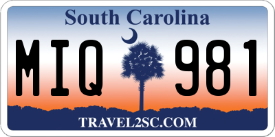 SC license plate MIQ981