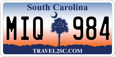 SC license plate MIQ984