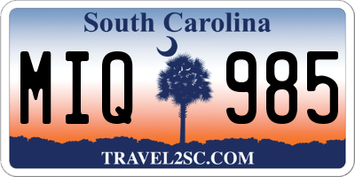 SC license plate MIQ985