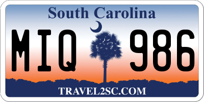 SC license plate MIQ986