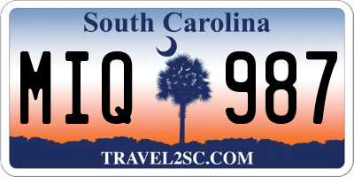 SC license plate MIQ987