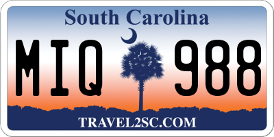 SC license plate MIQ988