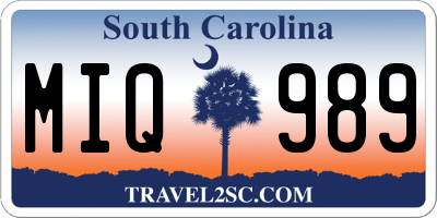 SC license plate MIQ989