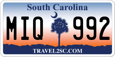 SC license plate MIQ992