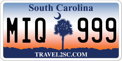 SC license plate MIQ999