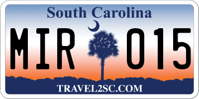SC license plate MIR015