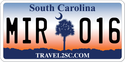 SC license plate MIR016