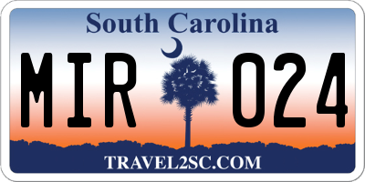 SC license plate MIR024