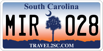 SC license plate MIR028