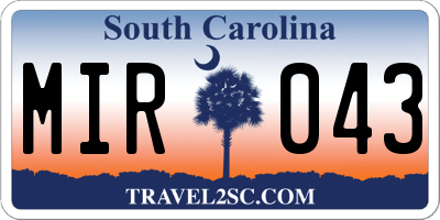 SC license plate MIR043