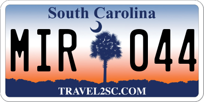 SC license plate MIR044