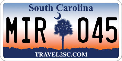 SC license plate MIR045