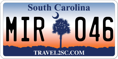 SC license plate MIR046