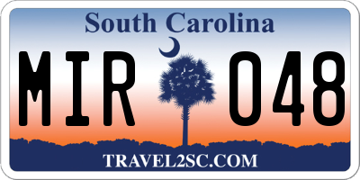 SC license plate MIR048