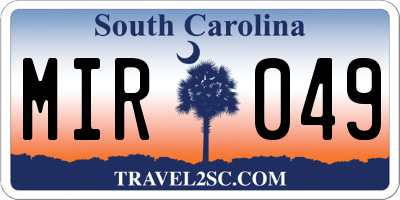 SC license plate MIR049