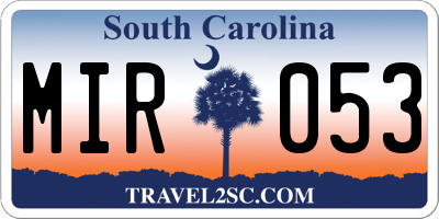 SC license plate MIR053