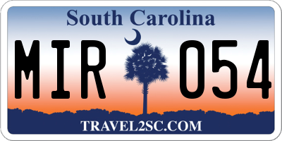 SC license plate MIR054