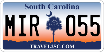SC license plate MIR055