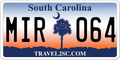 SC license plate MIR064