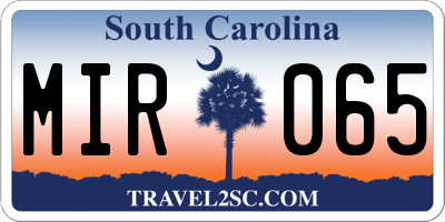 SC license plate MIR065