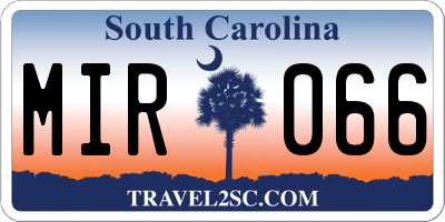 SC license plate MIR066