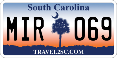 SC license plate MIR069