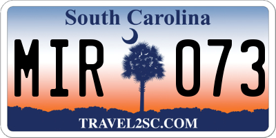 SC license plate MIR073