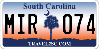 SC license plate MIR074