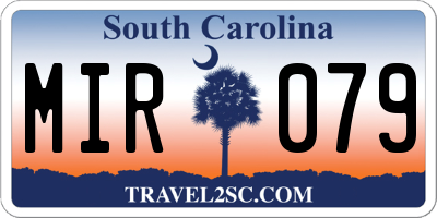 SC license plate MIR079