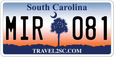 SC license plate MIR081