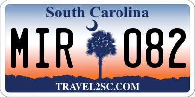 SC license plate MIR082