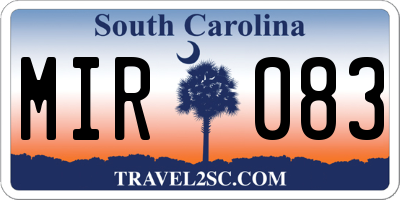 SC license plate MIR083