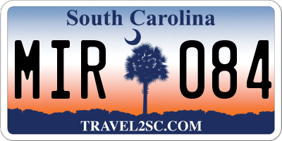 SC license plate MIR084