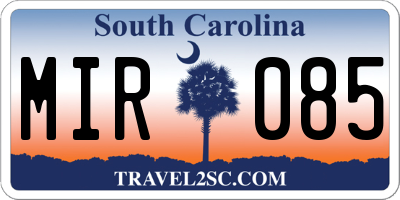 SC license plate MIR085