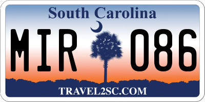 SC license plate MIR086