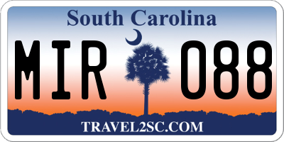 SC license plate MIR088