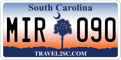 SC license plate MIR090