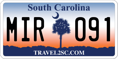 SC license plate MIR091