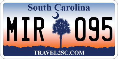 SC license plate MIR095