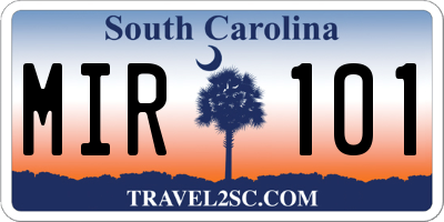 SC license plate MIR101