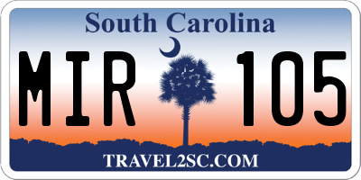 SC license plate MIR105