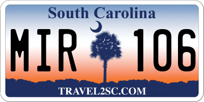 SC license plate MIR106