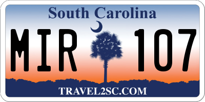 SC license plate MIR107