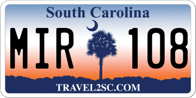 SC license plate MIR108
