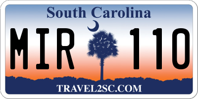 SC license plate MIR110