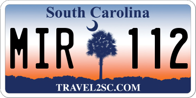 SC license plate MIR112