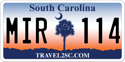 SC license plate MIR114