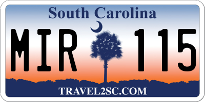 SC license plate MIR115