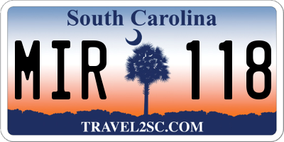 SC license plate MIR118